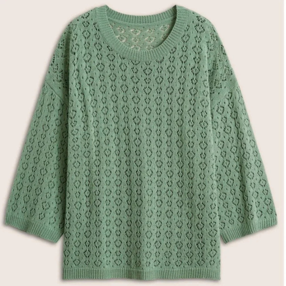 BloomChic Solid Pointelle Knit Bell Sleeve Pullover Sweater XL - us size 14 - Picture 4 of 4